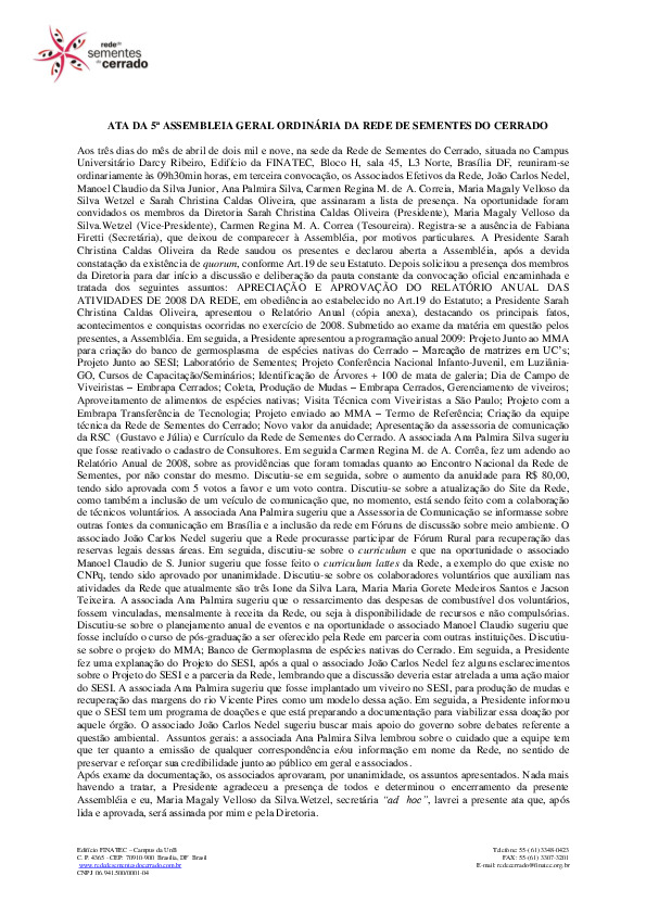 Assembleia Geral Ordinária – Ata 05