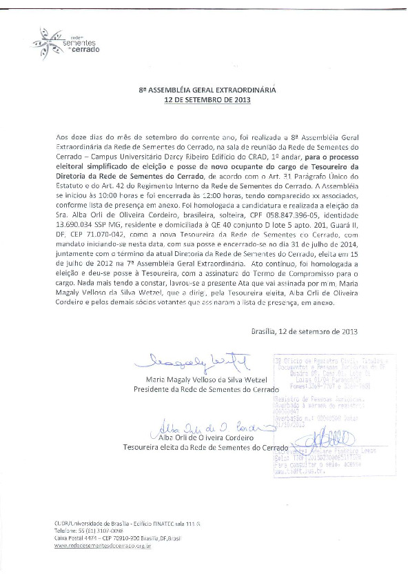Assembleia Geral Extraordinária – Ata 08