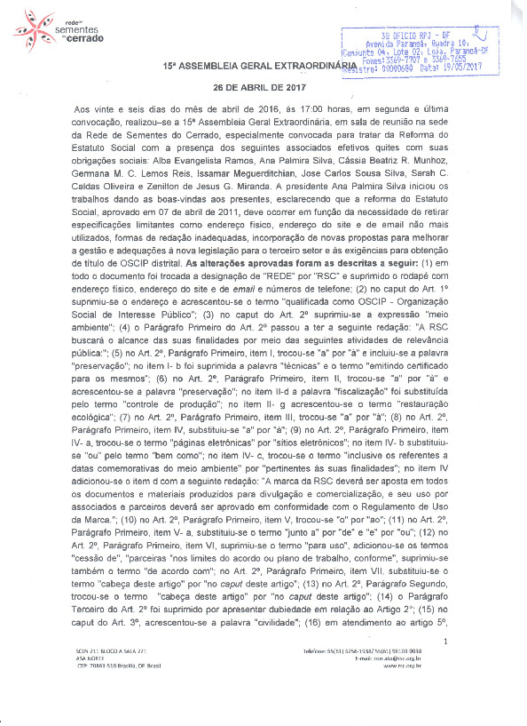 Assembleia Geral Extraordinária – Ata 15