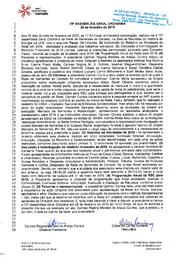 Assembleia Geral Ordinária – Ata 15