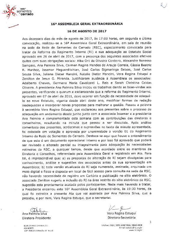Assembleia Geral Extraordinária – Ata 16