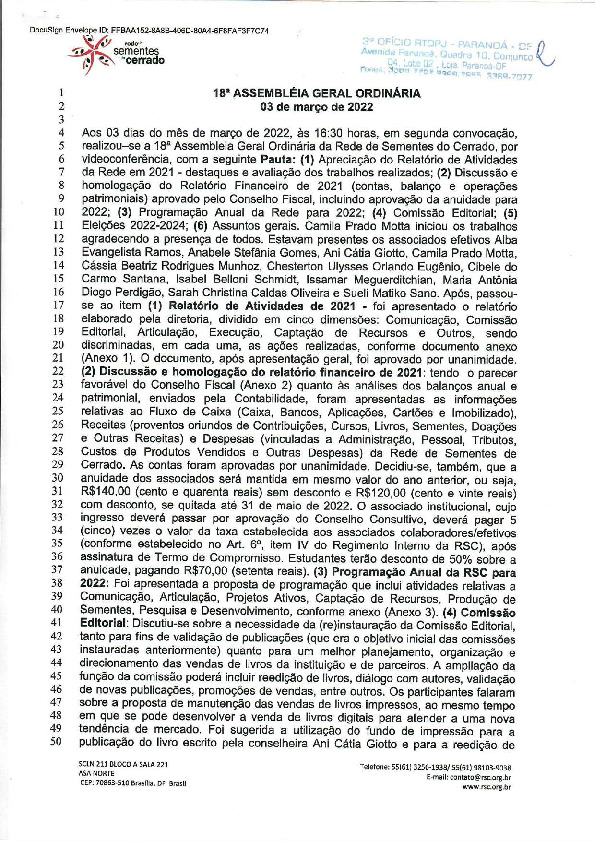 Assembleia Geral Ordinária – Ata 18