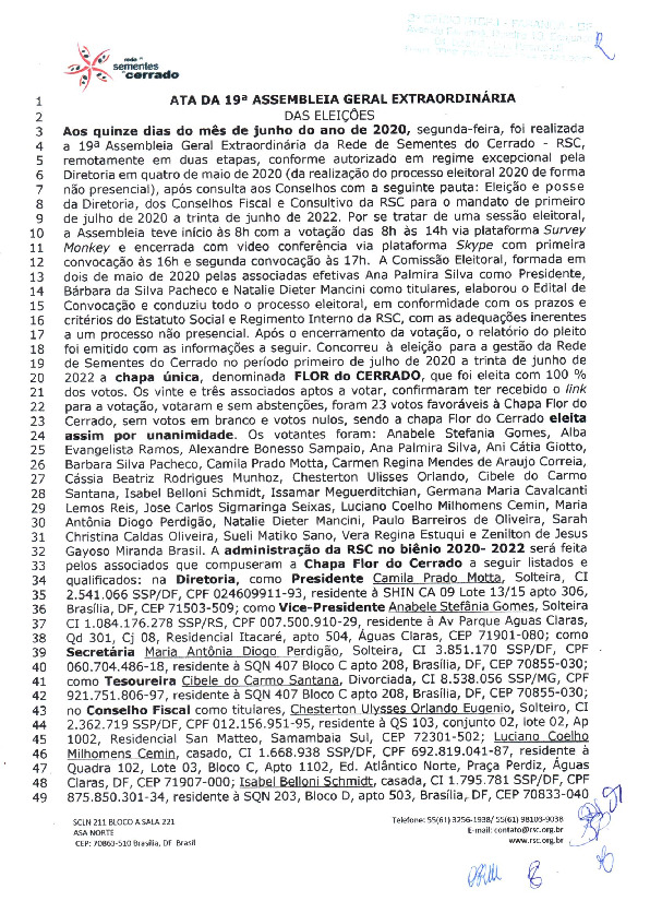 Assembleia Geral Extraordinária – Ata 19
