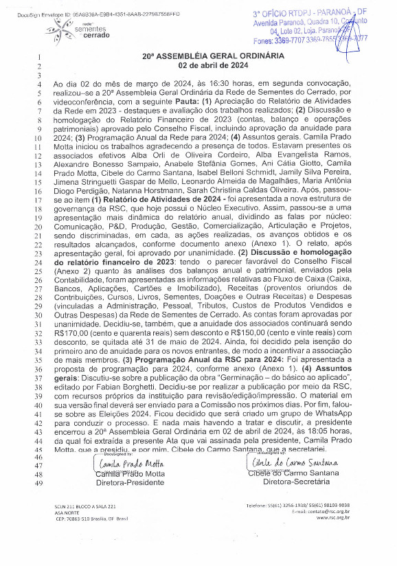 Assembleia Geral Ordinária – Ata 20