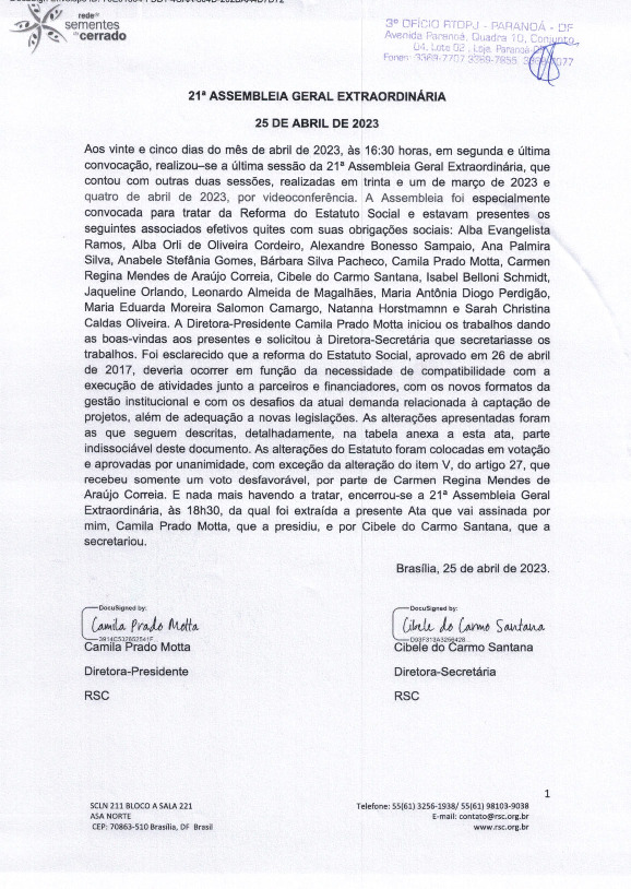 Assembleia Geral Extraordinária – Ata 21