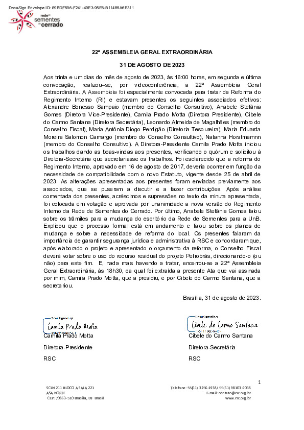 Assembleia Geral Extraordinária – Ata 22