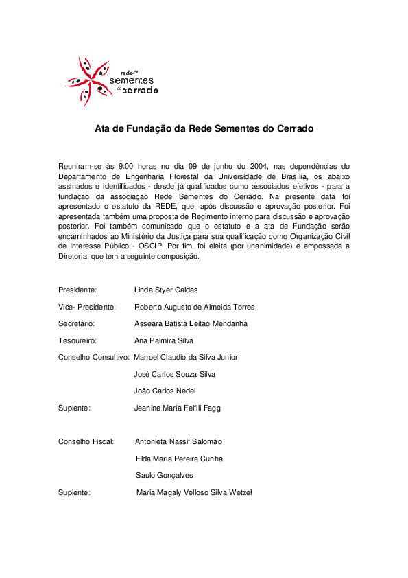 Assembleia Geral Ordinária – Ata 01 (Fundação)