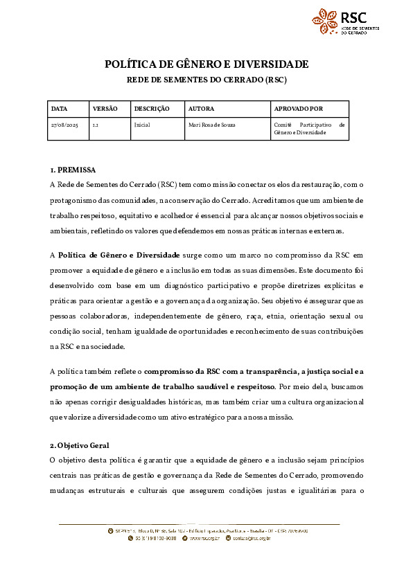 Política de Gênero e Diversidade