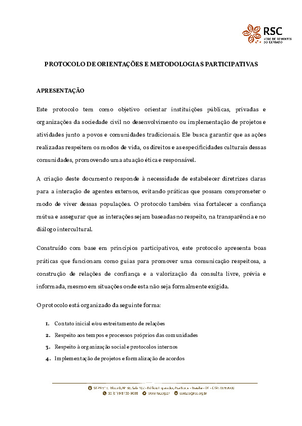 Protocolo de Orientações e Metodologias Participativas