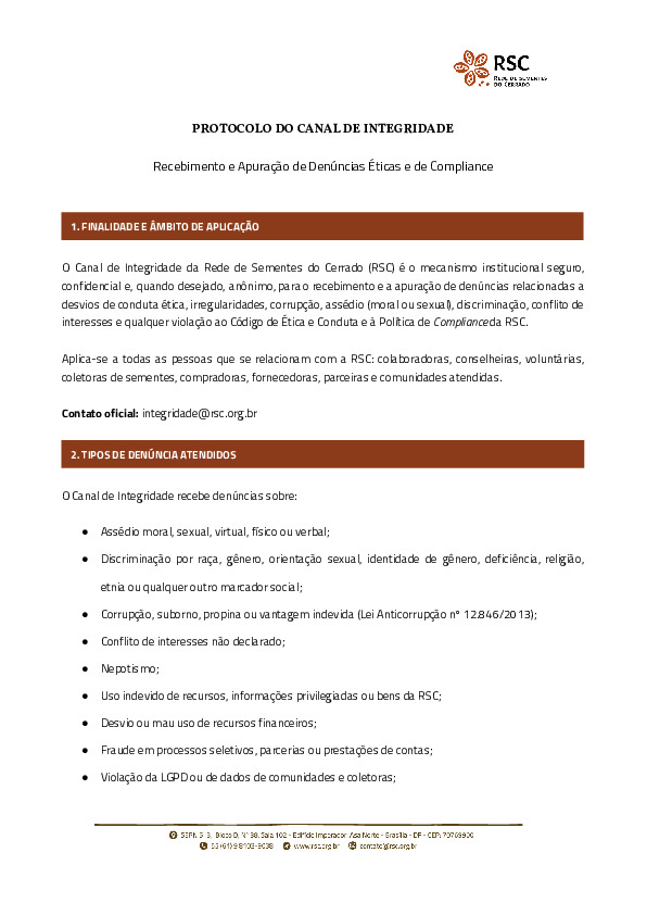 Protocolo do Canal de Integridade
